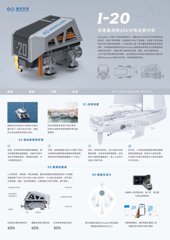 ePropulsion I-20 environmentally friendly electric in-boat machine