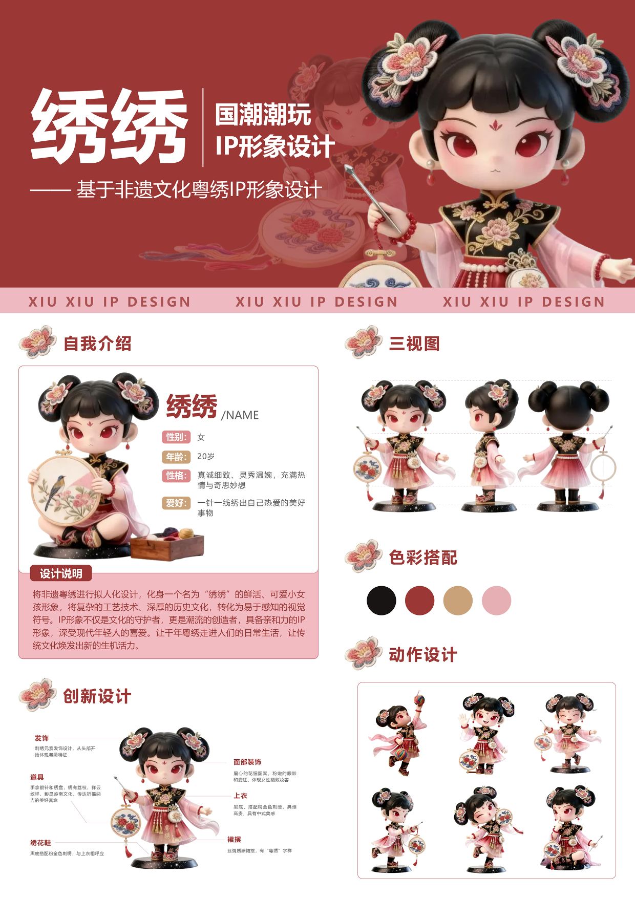 Embroidery-Based on Intangible Cultural Heritage of Guangdong Embroidery IP Image Design