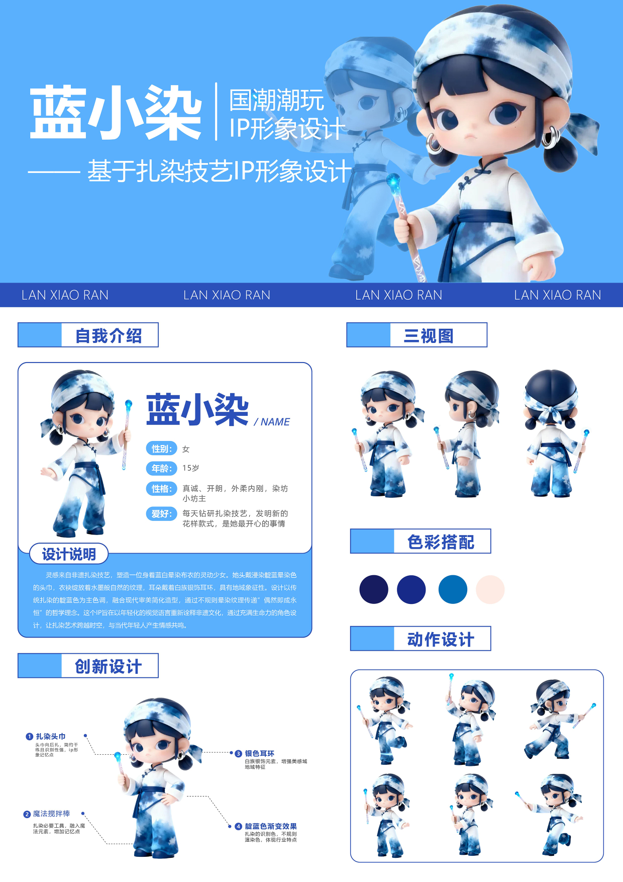 基于扎染技艺IP形象设计——蓝小染