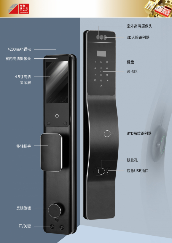 集成视频猫眼的智能门锁918-MT80